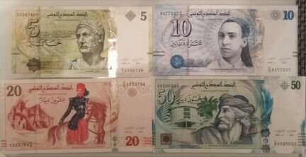 Тунис набор лот банкнот 2011 2013 пресс