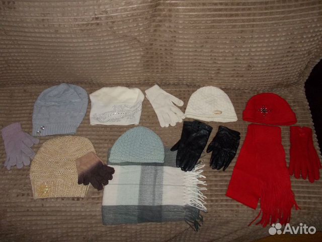 Женские шапки, шарфы, перчатки-есть натур. кожа