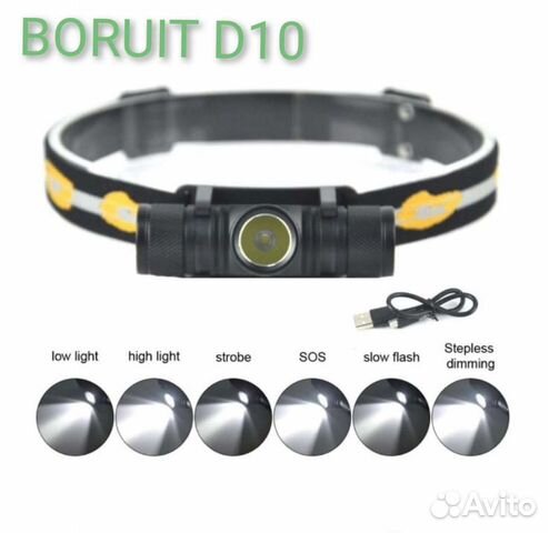 Налобный фонарь Boruit D10 3000K 5000K