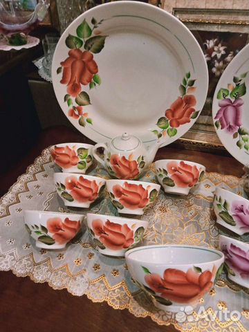 Сервиз чайный с росписью, винтаж