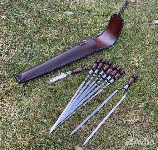 Набор шампуров в кожаном чехле