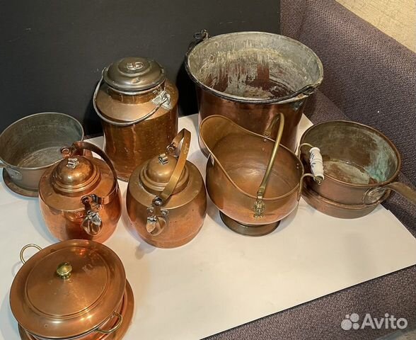 Старинная медная европейская посуда