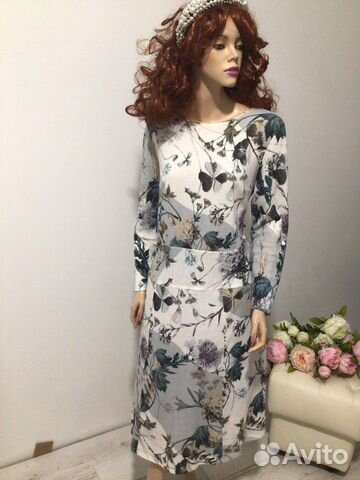 Платье романтичное вязаный трикотаж 48-52 р