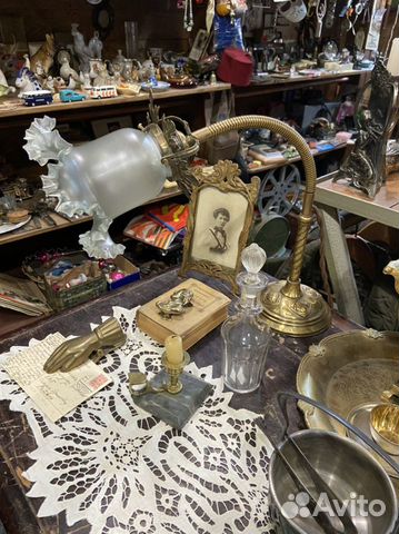 Антикварная, настольная лампа, модерн, 19век