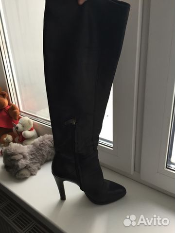 Кожаные итальянские сапоги на каблуке Кожаные итальянские сапоги на каблуке