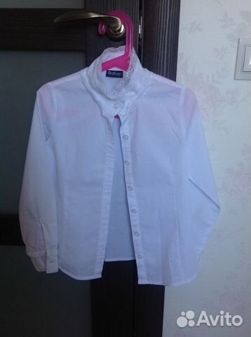 Белые блузки 122-128 см