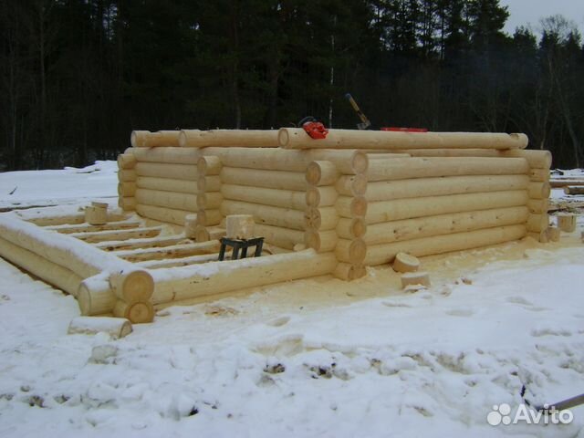 Сруб 4х5+2 с верандой рубка в чашу лес зимний