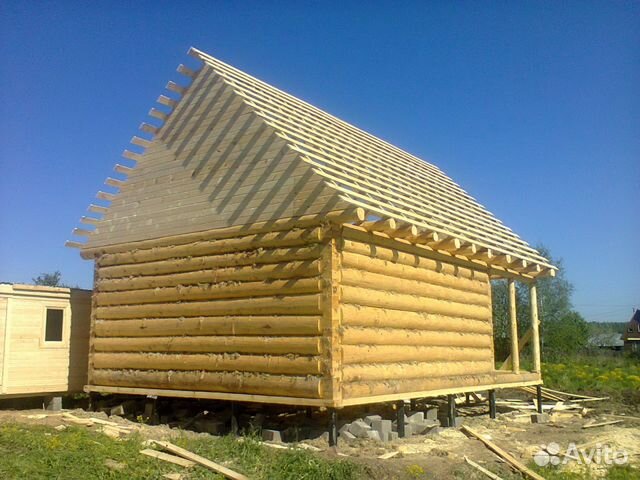 Сруб бани 5x6+ 2 двускатная крыша под рубанок