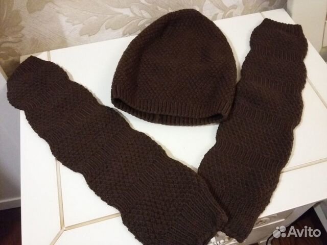 Шапка вязаная и рукава