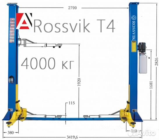 Двухстоечный подъемник 4т. Rossvik T4 380В/220В