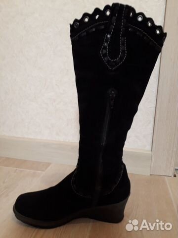 Демисезонные сапоги mexx на танкетке, натур. замша