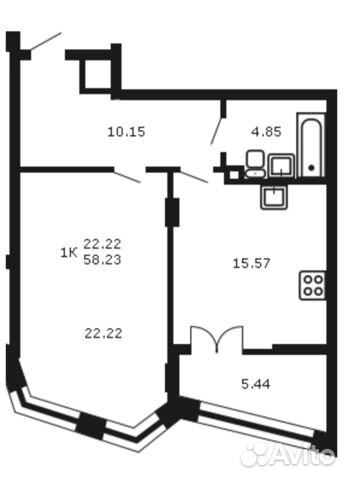 1-к квартира, 58.2 м², 3/20 эт.