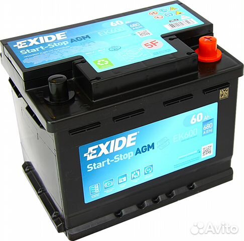 Аккумулятор Exide AGM Start-Stop EK600 60 Ач