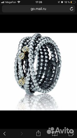 Кольцо Пандора Многослойное кольцо из серебра с бр