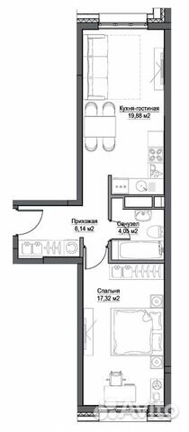 2-к квартира, 47.9 м², 22/39 эт.