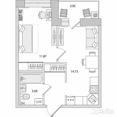 1-к квартира, 38.8 м², 10/17 эт.