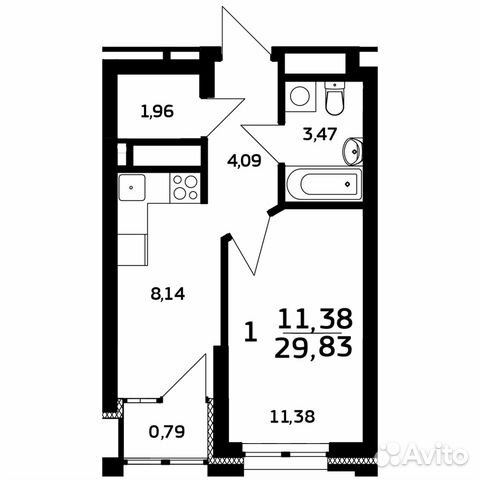 1-к квартира, 30.3 м², 9/25 эт. 1-к квартира, 30.3 м², 9/25 эт.