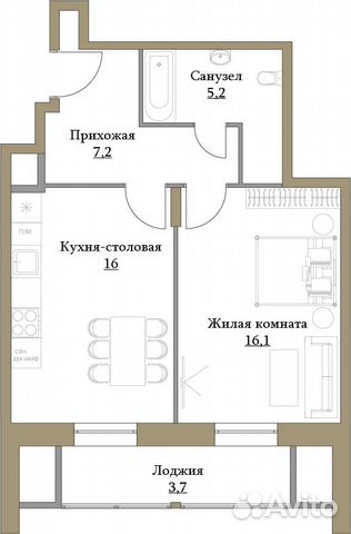 1-к квартира, 48.2 м², 2/17 эт.