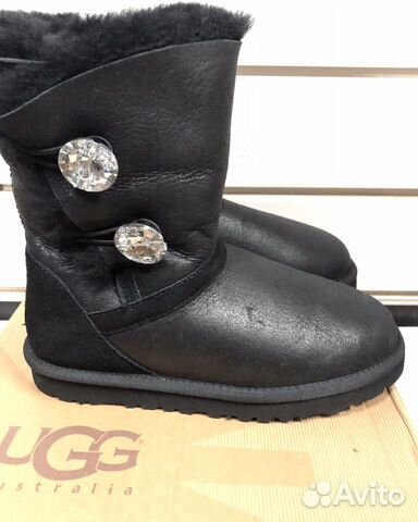 UGG угги, с двумя пуговицами обливные черные