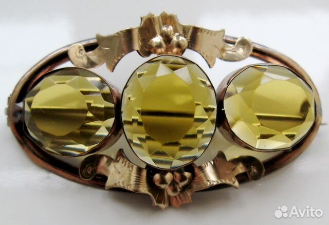 Большая Антикварная Брошь Позолота 19 Век Большая Антикварная Брошь Позолота 19 Век