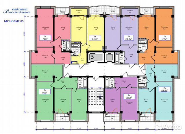 2-к квартира, 70 м², 7/12 эт.