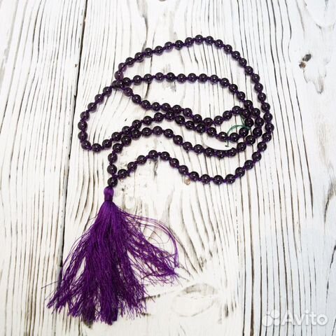 Мала 108 бусин, бусы, розовый кварц, аметист,Индия Мала 108 бусин, бусы, розовый кварц, аметист,Индия