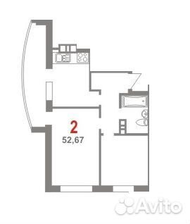 2-к квартира, 52.7 м², 4/25 эт.