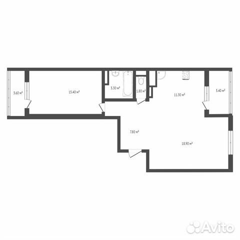 2-к квартира, 62 м², 7/15 эт.