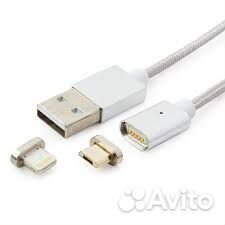 Кабель USB - microUSB + Iph5 магнитные насадки