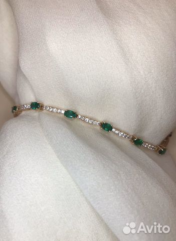 Золотой браслет с изумрудами и бриллиантами 3,5 Ct Золотой браслет с изумрудами и бриллиантами 3,5 Ct