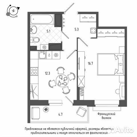 1-к квартира, 41.8 м², 12/12 эт. 1-к квартира, 41.8 м², 12/12 эт.