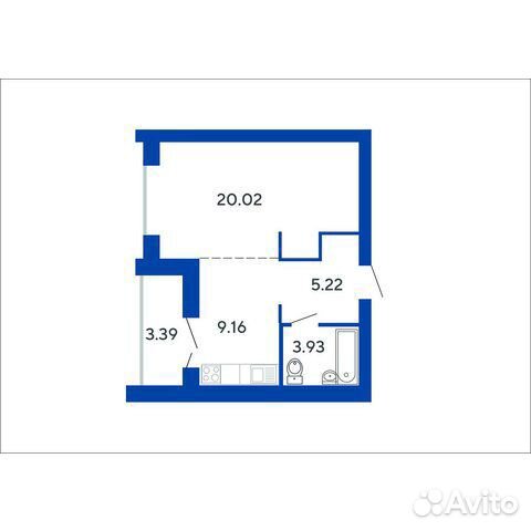 1-к квартира, 40 м², 3/9 эт.