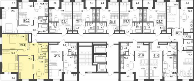 3-к квартира, 79.4 м², 8/25 эт. 3-к квартира, 79.4 м², 8/25 эт.