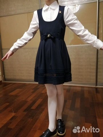 Школьный Сарафан duwali 116-128 синий Школьный Сарафан duwali 116-128 синий