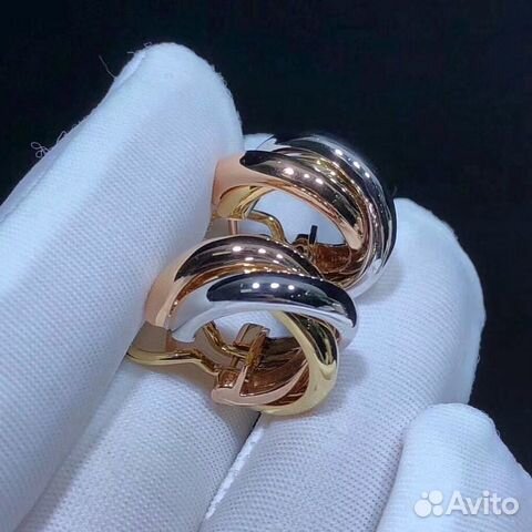 Серьги в стиле Картье Trinity. Комбинированное зол