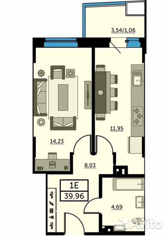 1-к квартира, 39.7 м², 19/25 эт.