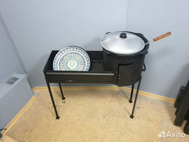 Казан 12 л, мангал, печь с дверцей и ляган 34 см