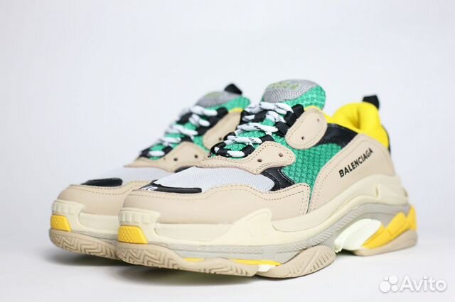 Balenciaga Triple S бежевые зеленые желтые Balenciaga Triple S бежевые зеленые желтые