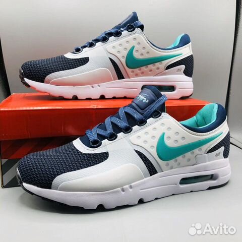 Nike Air Max Zero белые синие с голубым значком