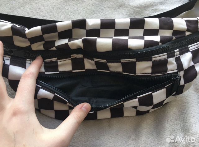 Барсетка в шахматную клетку/ сумка на пояс