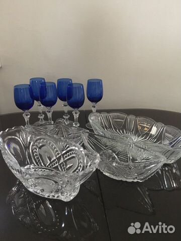 Ваза для фруктов, бокалы, салатницы хрустальные