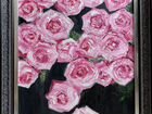 Картина цветы в интерьер Розовые розы декор масло