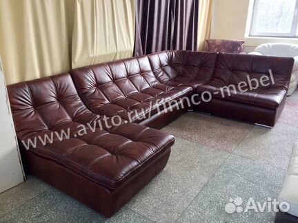 Кожаный модульный угловой диван Ланкастер