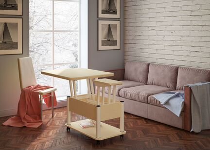 Стол-трансформер Дебют 3 Венге светлый ножки белые