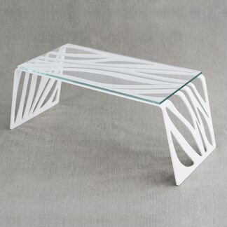 Дизайнерский стеклянный журнальный стол белый