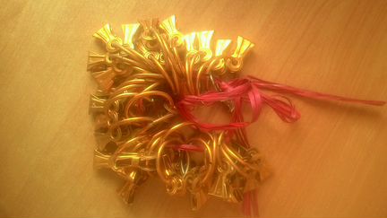 Кольцо-крепление с зажимом, 35 шт, цвет-золото, сс