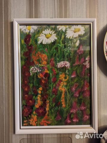 Картина маслом - полевые цветы