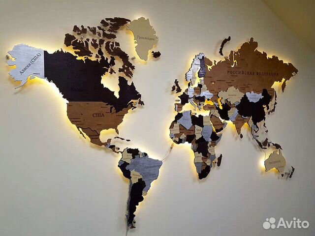 Карта россии из дерева с подсветкой