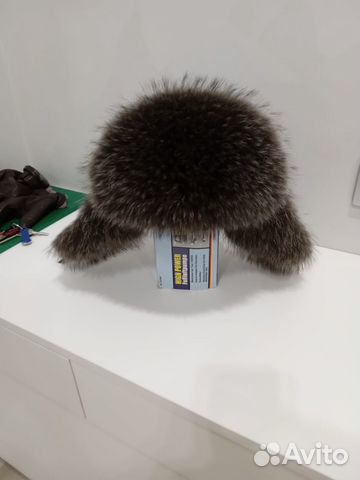 Шапка-ушанка мех + кожа 57 размер