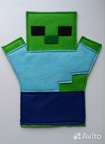 Майнкрафт зомби перчаточная игрушка ручной работы